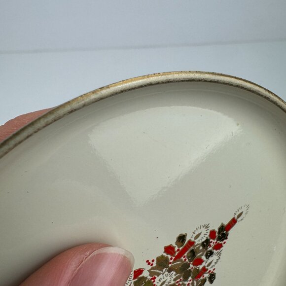 Vtg Single Round Coaster Holiday Christmas Gold Metallic‎ Tree w Candles Plastic - Picture 11 of 11